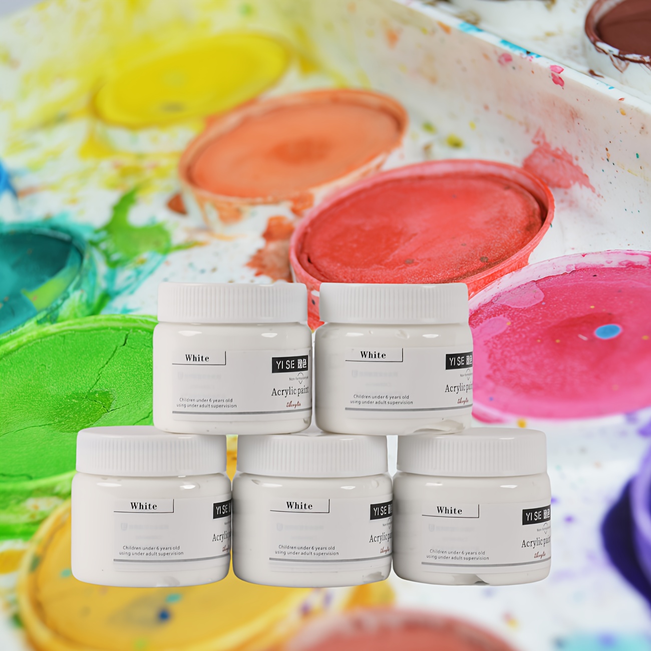 5ml/0.17oz Large Empty Paint Pots with Lids, Easy Open Acrylic Paint  Container Paint Strips for Kids Classroom School Painting Art Supplies(Does  not contain pigment)