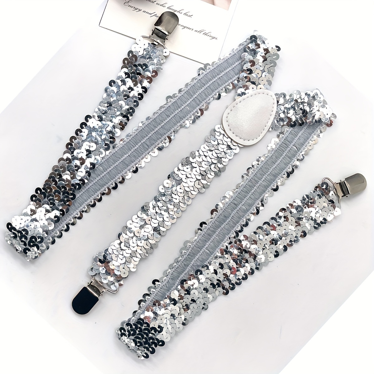 1pc mens sequined adjustable suspenders elastic garter belt