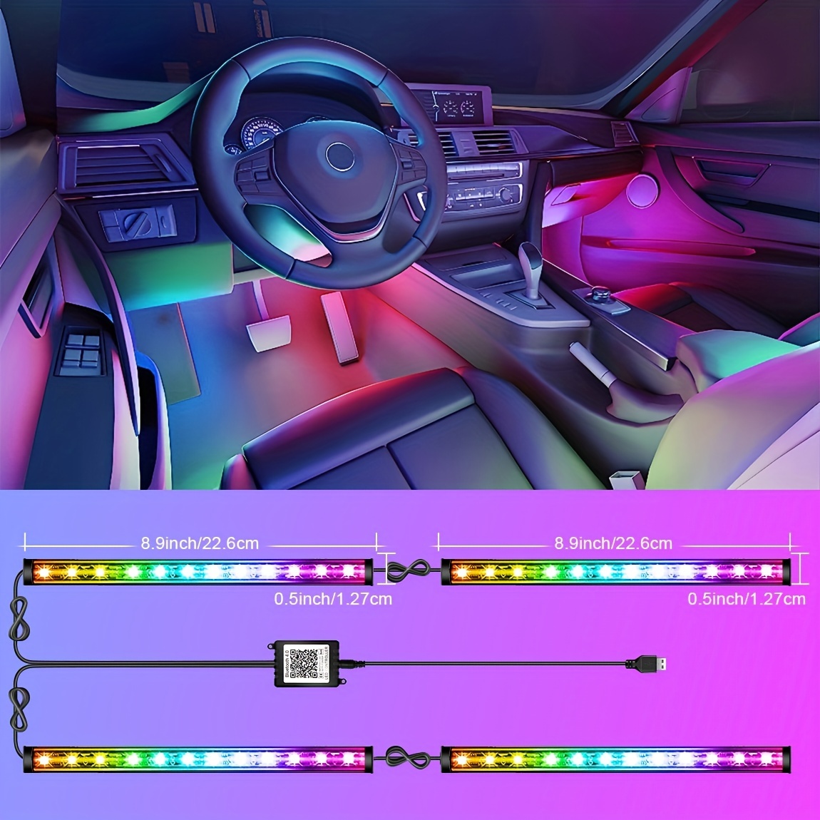 2/4pcs Luces Led Coche Interior Luz Interior Ambiental Coche - Temu