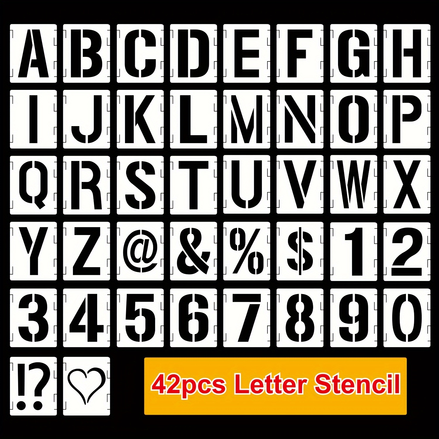 2 Inch Letter Symbol Numbers Craft Stencils 42 Pcs Interlocking Kit  Reusable