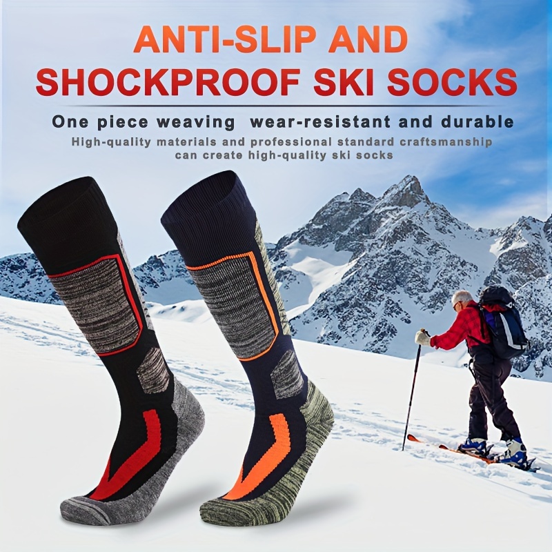 Chaussettes de Ski pour Enfants, 2 Paires Chausettes Thermiques de