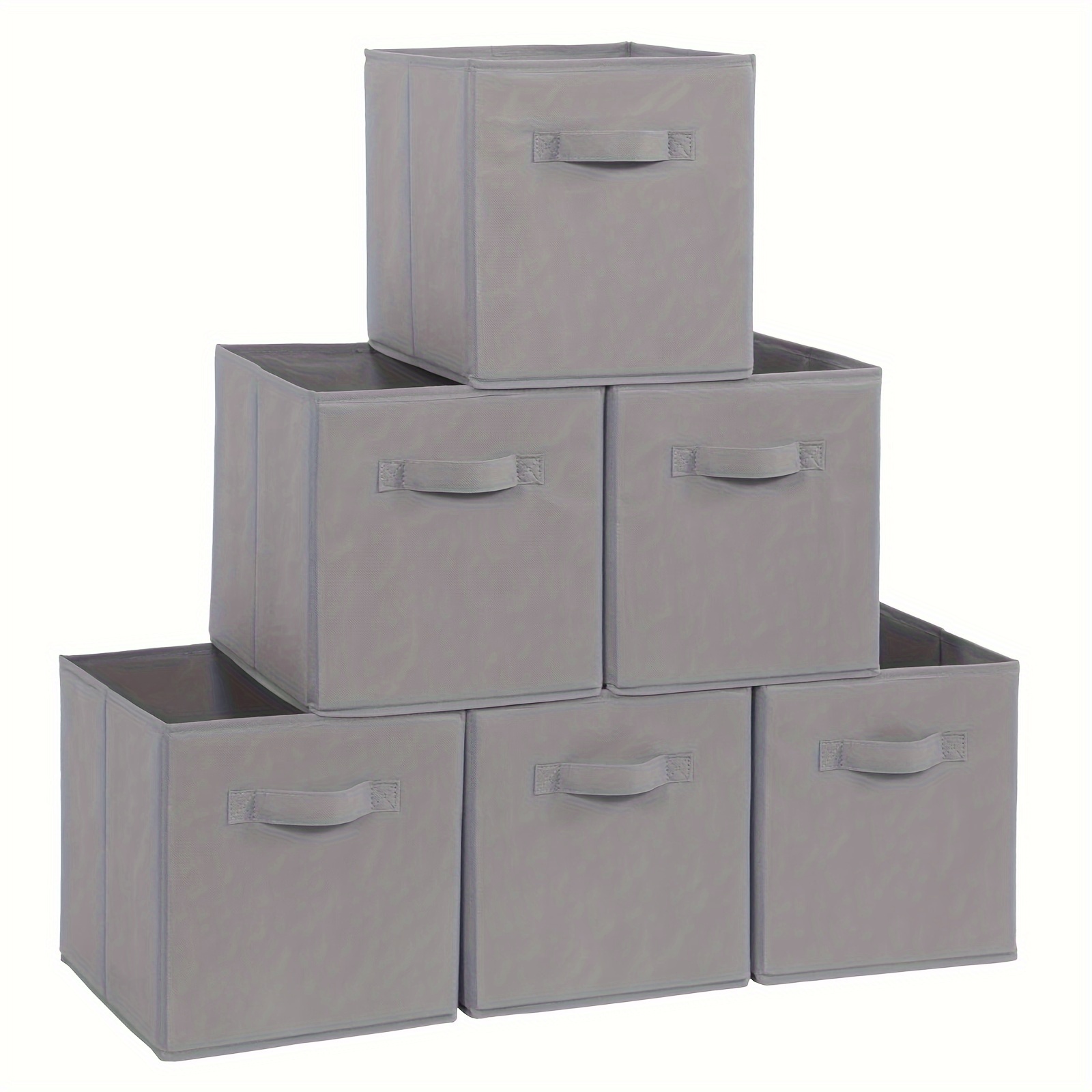 1 3 8 gray stackable foldable storage box lidless with handle 11 inch cube storage box foldable storage box durable and strong   with closet rack storage books fabric and toy handles foldable storage box organizer gray 0