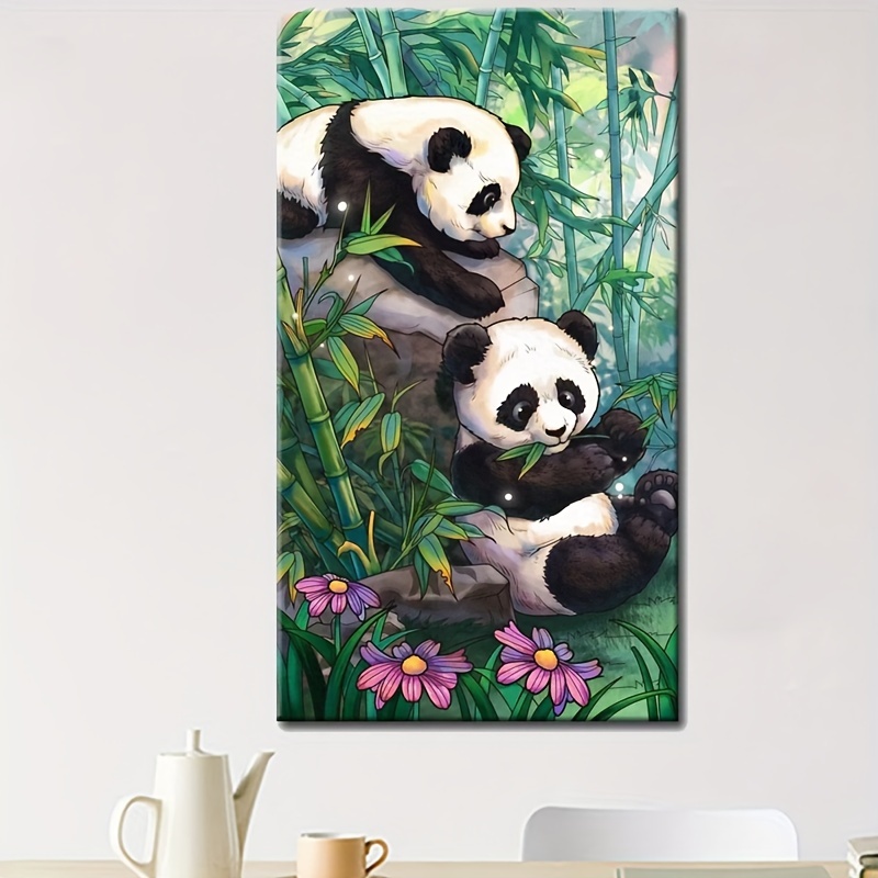 5D Diy Diamond Painting Kits Giant Pandas And Bamboo Diamond Art