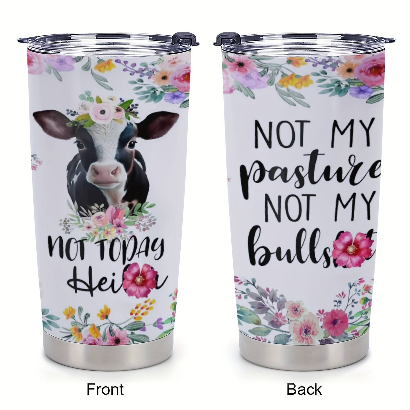 Cow Print Gnome 20oz Skinny Tumbler, Not Today Heifer Tumbler