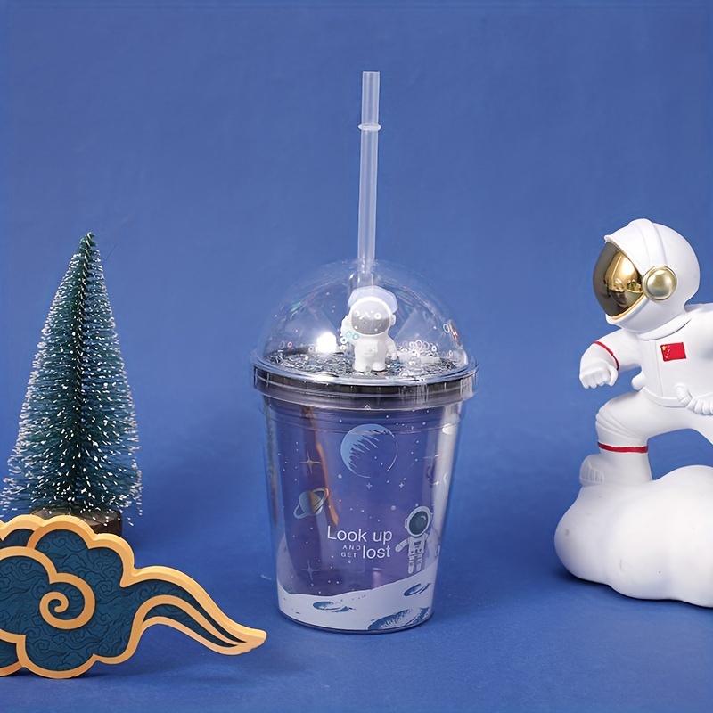  windyswag Astronaut Travel Tumblers with StrawSpace Boy Party Cups  kids Cups Gift Reusable Plastic Cup Water Bottle (Astronaut gray, 380ml):  Home & Kitchen
