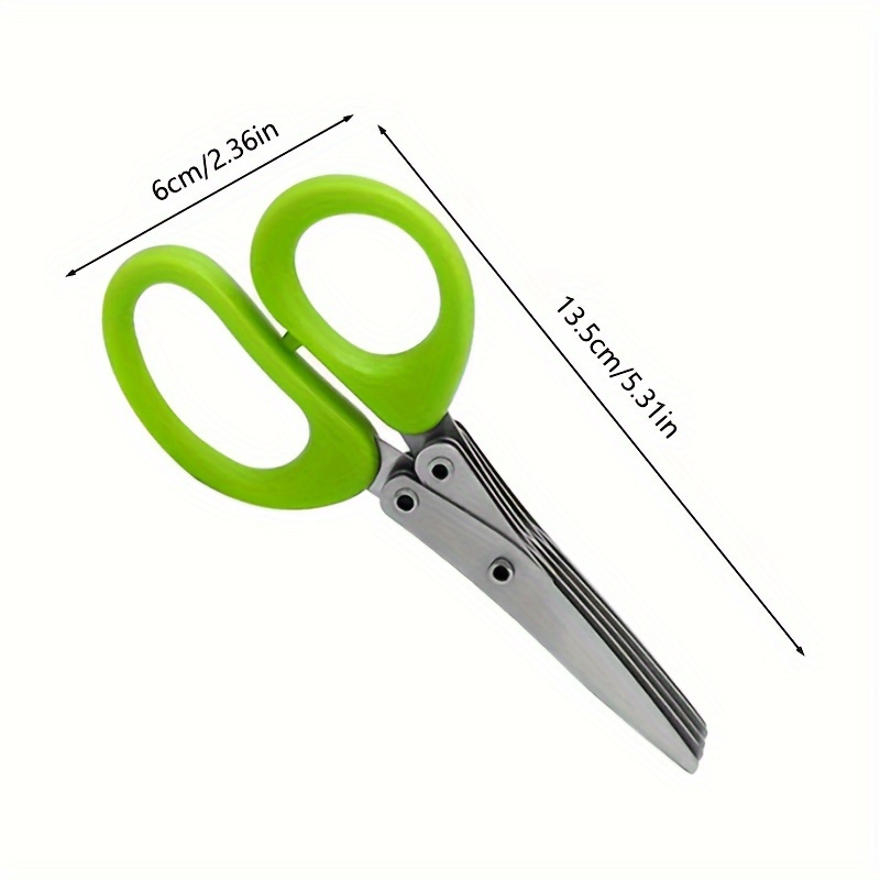 Multi-functional Stainless Steel 3/5 Layer Kitchen Scissors Pepper Shredded  Chopped Scallion Cutter Laver Cut Cooking Tool