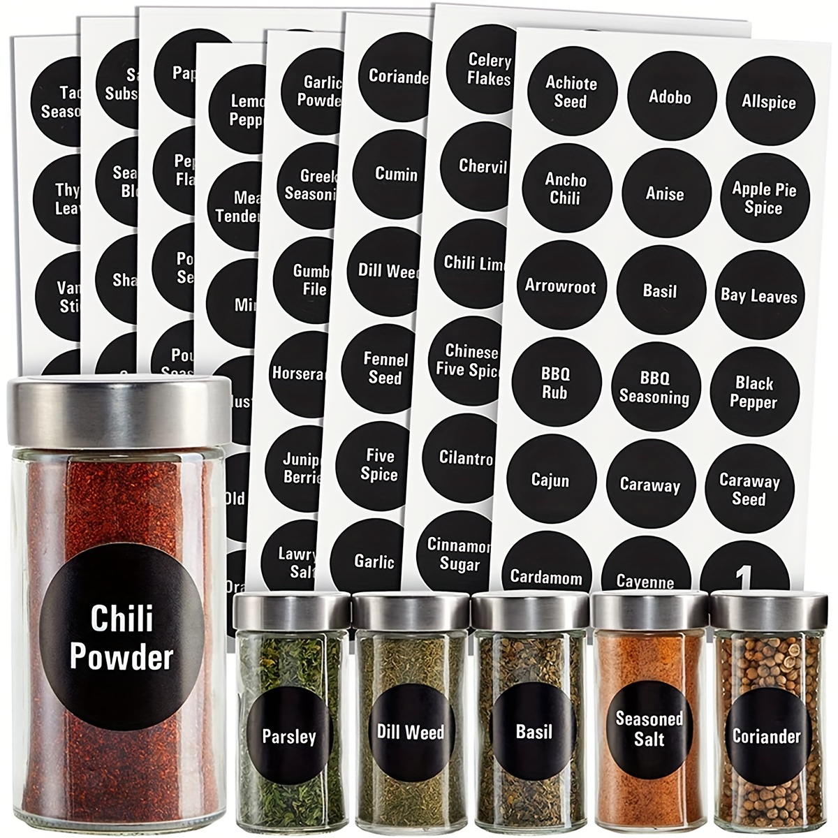 Modern-numbered Spice Labels Water and Oil Resistant