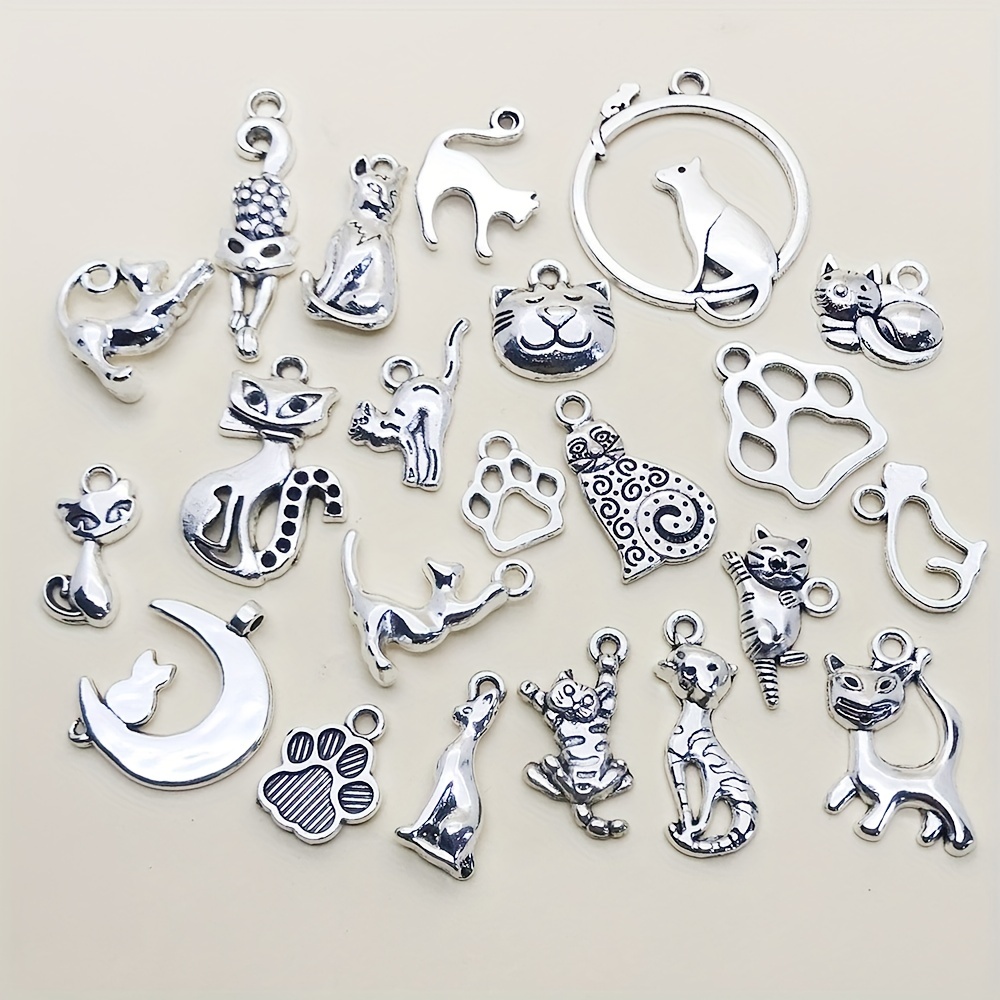 Lot 17 Styles Antique Silvery Metal Alloy Cat Shape Charms