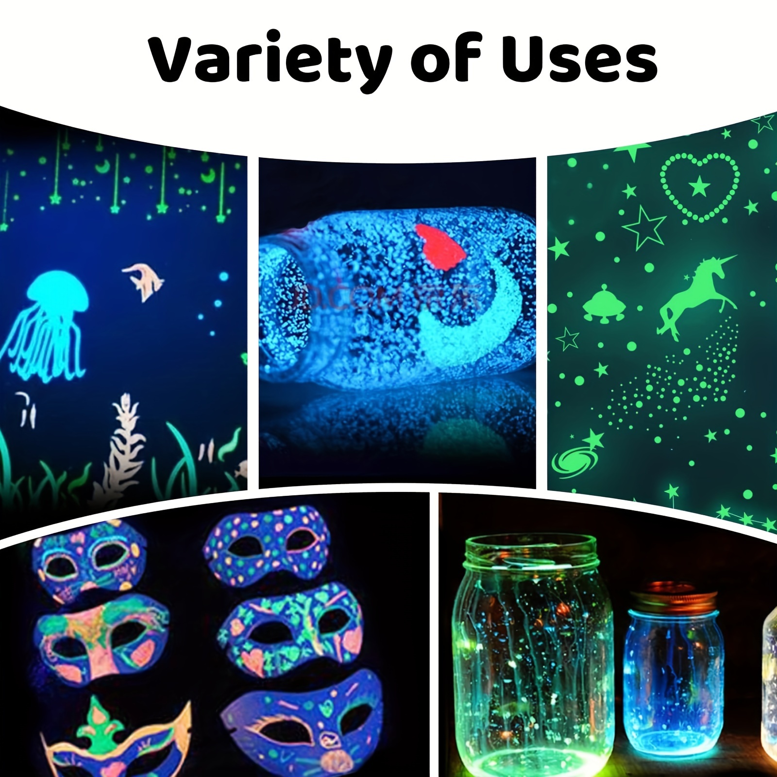Glow in The Dark Acrylic Paint Glow Fluorescent Paint for Halloween  Decoration,Art Painting,Outdoor and Indoor Art Craft,Fabric