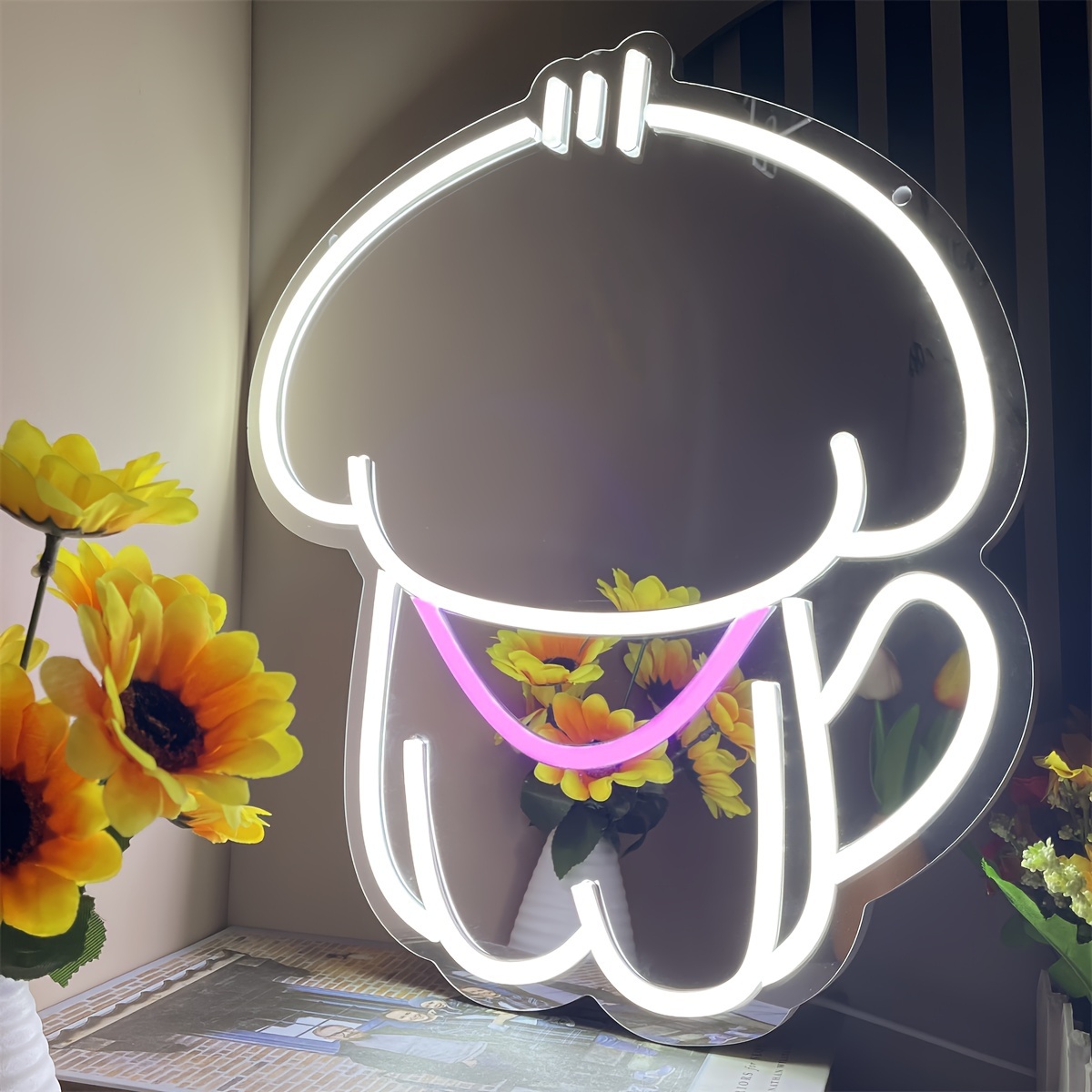 Bedroom Wall Mirror Light Cat Mirror Neon Sign Dresser - Temu