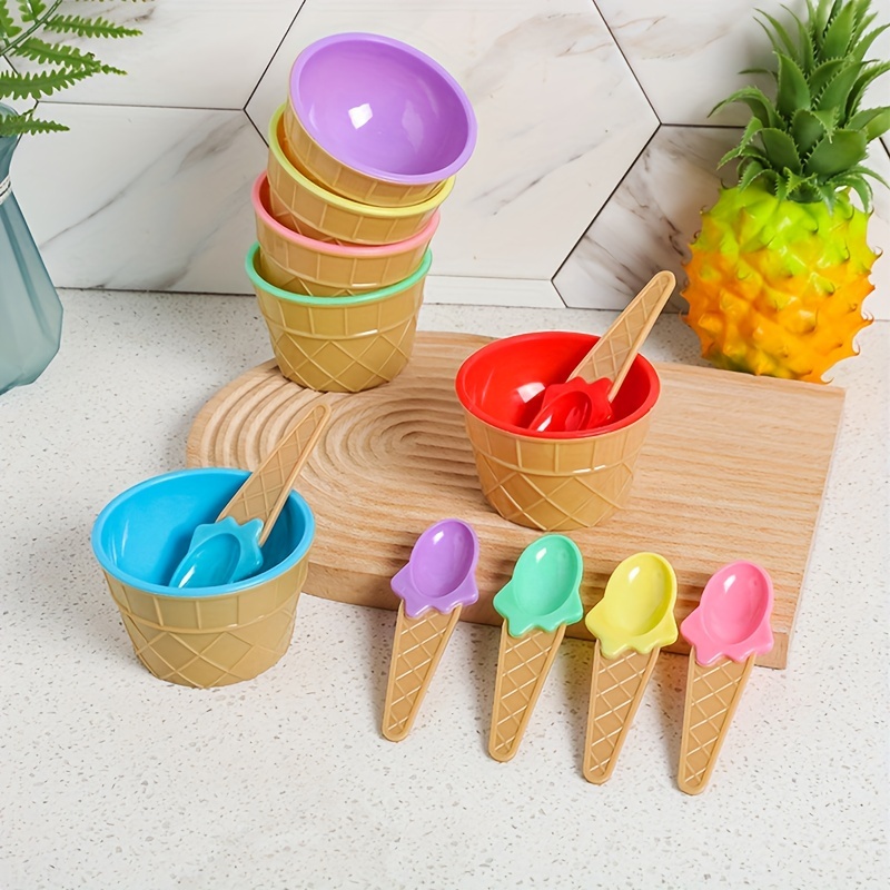 4Pcs portion control ice cream bowl plastic pudding cups ice cream cups  with lid