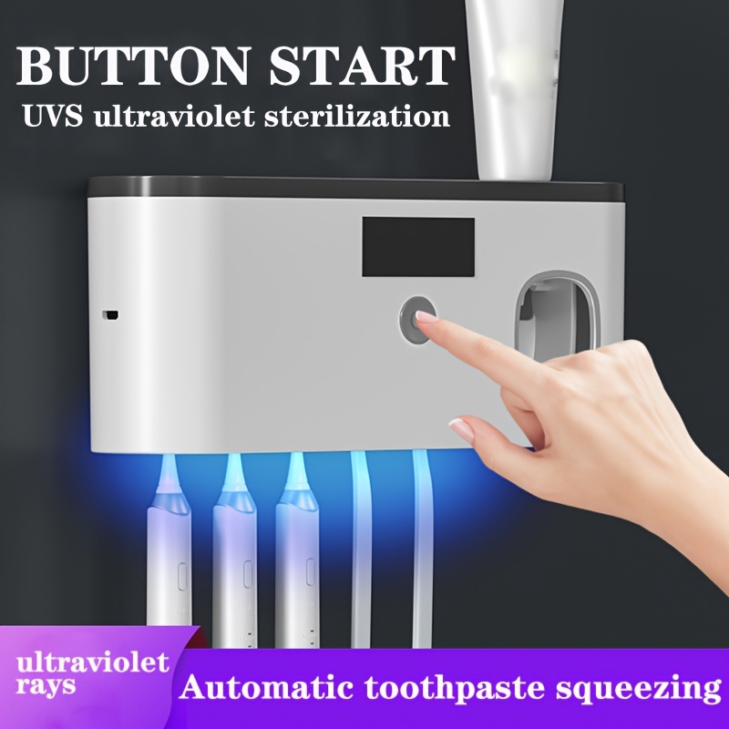 Sterilizzatore UV per denti porta spazzolini, porta spazzolino denti denti  elettrici Energia solare ricaricabile a parete con funzione sterilizzatore,  dentifricio automatico
