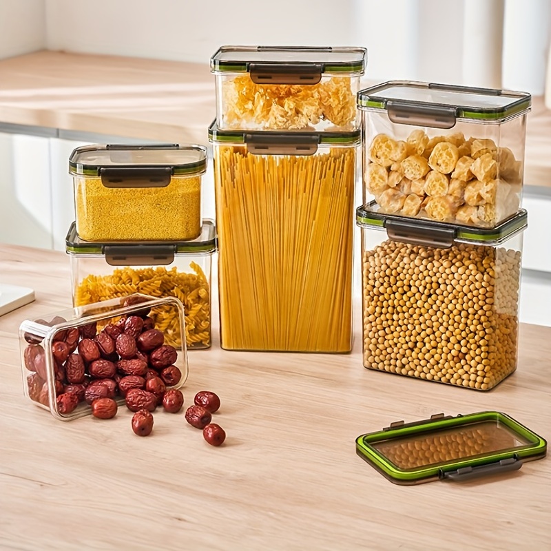 Airtight Press-type Food Storage Containers With Lids - Clear Sealed  Fresh-keeping Boxes For Cereal, Rice, Pasta, Tea, Nuts, And Coffee Beans -  Moisture-proof Plastic Food Preservation Tanks For Home Kitchen Supplies 