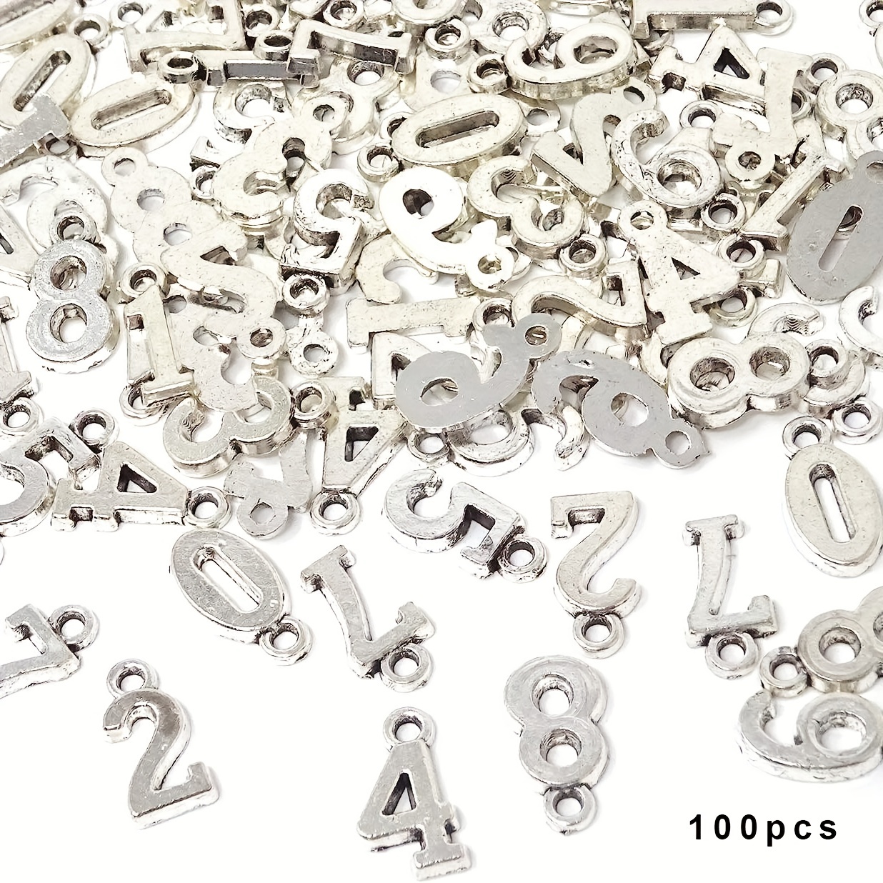 100pcs Square-shaped Retro Silver Letter Beads Diy For Bracelet, Necklace  And Phone Chain