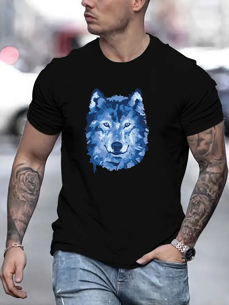 Camisas Hombre Estampado Cabeza Lobo Camisetas Sin Mangas - Temu Chile