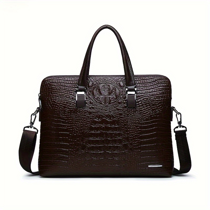 Crocodile Pattern Men's Handbag Business Ready for Daily Commute