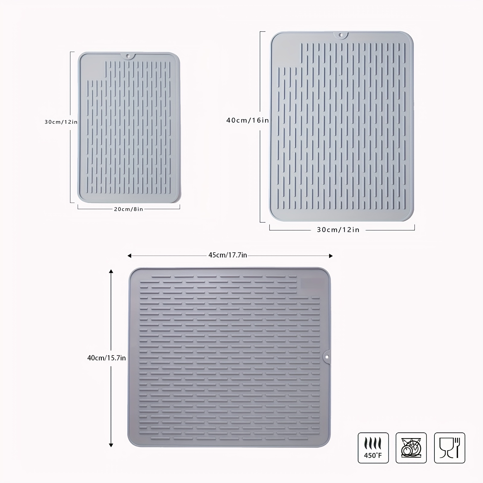 1pc Gray Silicone Dish Drying Mat, Heat Resistant Drying Pad For Kitchen  Countertop, Sink, Fridge Or Drawer Lining, Large Size (16*12inch)