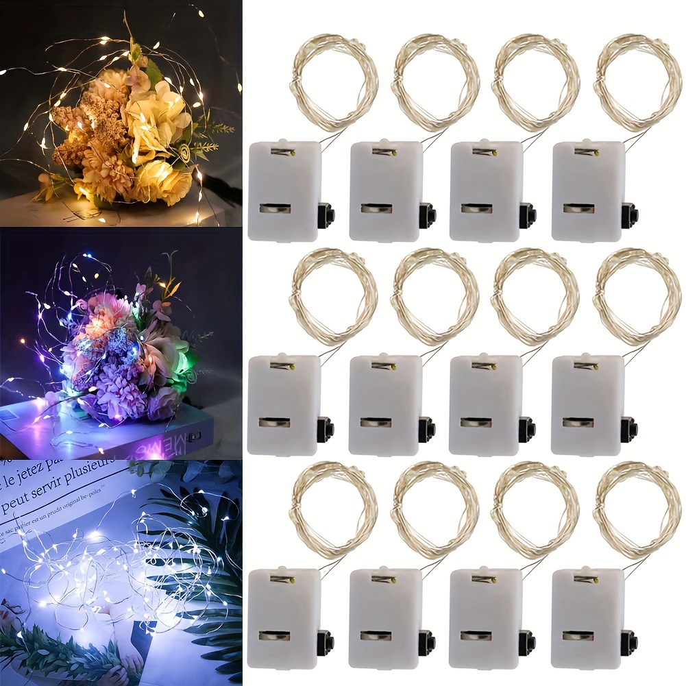 

12pcs Led String Lights With 3 Speed Modes, Battery Operated Fairy Lights Silver Wire Christmas Lights Waterproof Mini Firefly Lights For Party Decor Easter Gift Eid Mubarak