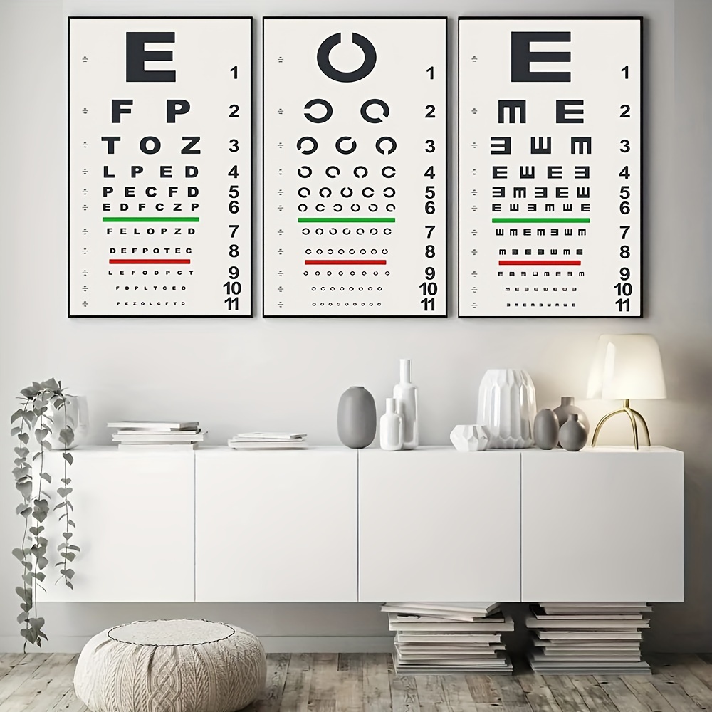 NOYOC Eye Charts for Eye Exams 20 Feet, Snellen Eye Chart with Wooden Frame  for Wall Decor, 22x11 Inches Canvas Low Vision Eye Chart with Eye Occluder