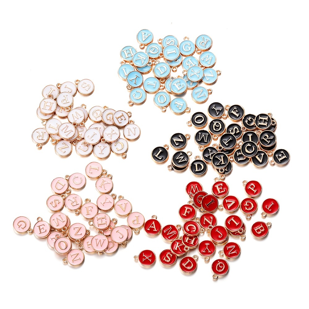 

26pcs Colorful Drop Oil Round Letter A-z Nameplate Pendant, Diy Alloy Jewelry Accessories, Bracelet Brooch Pendant