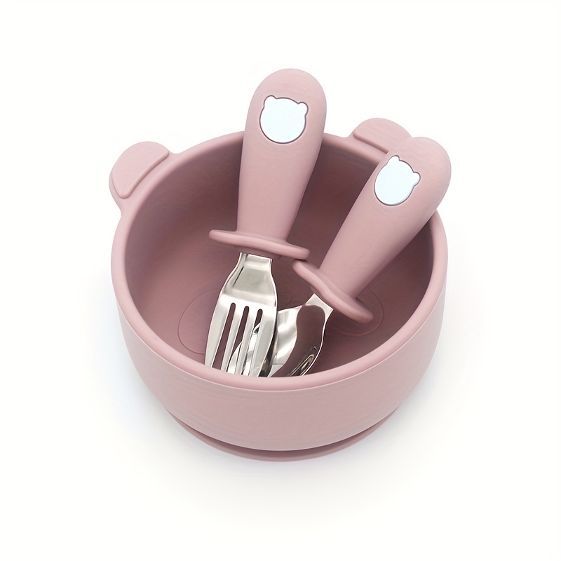  Juego de cubiertos de 9 piezas de acero inoxidable para tenedor  y cuchara, seguros para niños, cubiertos para niños con mango redondo para  lonchera (blanco, rojo rosa, azul) : Bebés