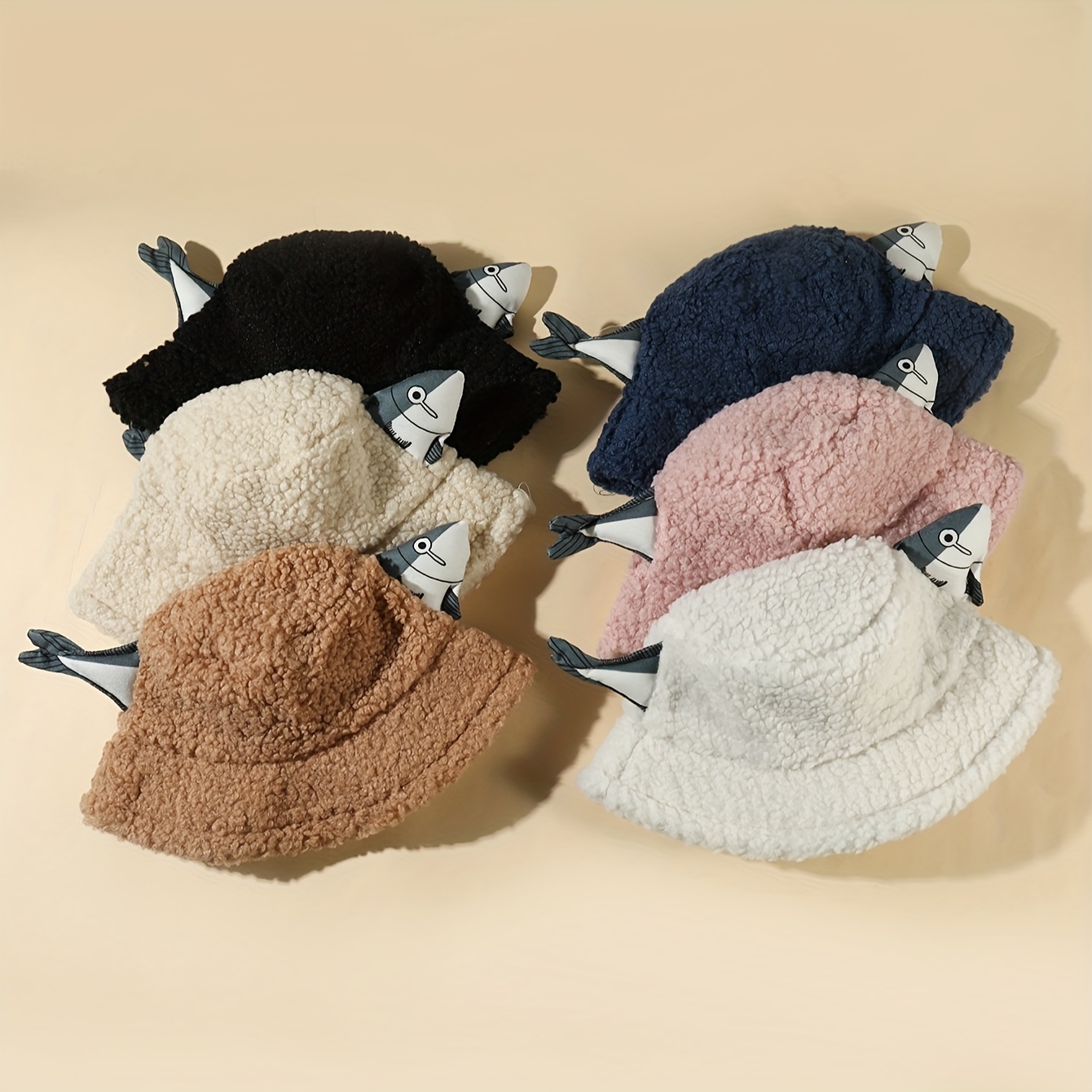 Cute Fuzzy Bucket Hat Fish Doll Wind Cold Resistant Funny - Temu