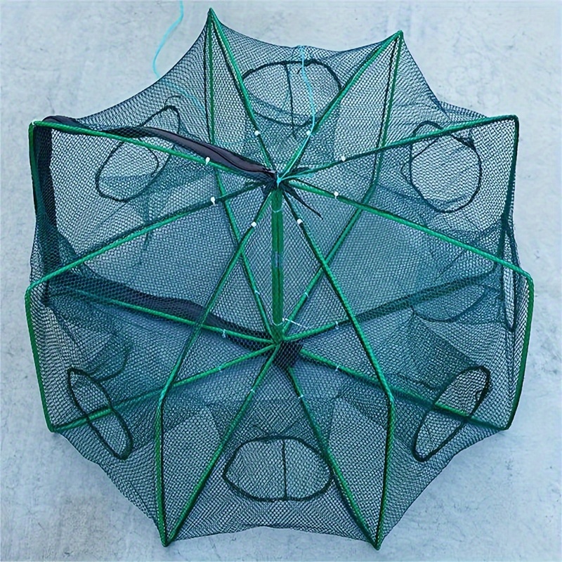 1pc Foldable Hexagon Fishing Trap Net With 6 Holes For Minnow, Crab,  Crawdad, Shrimp, Fishing Accessories
