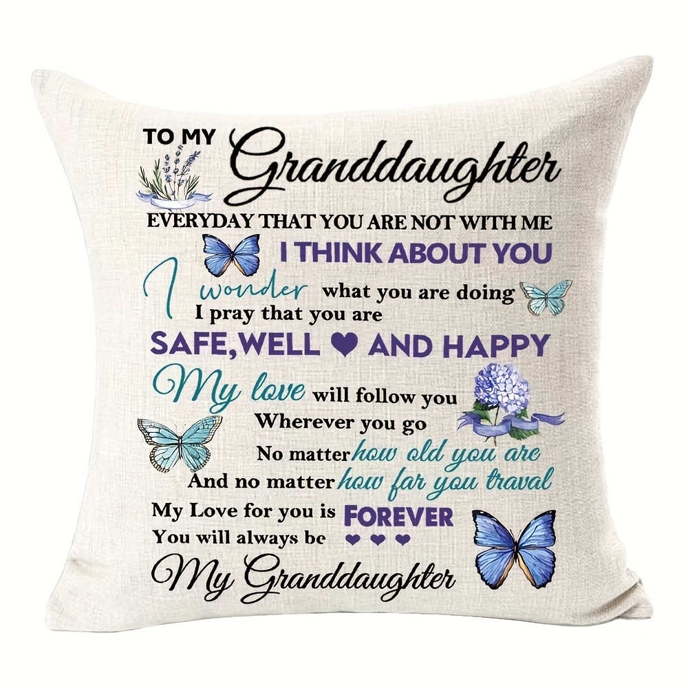 

Granddaughter 18x18 Inch Square Throw Pillow Cover - Soft Short Plush, Vintage Style With Zipper Closure For Sofa & Bedroom Decor