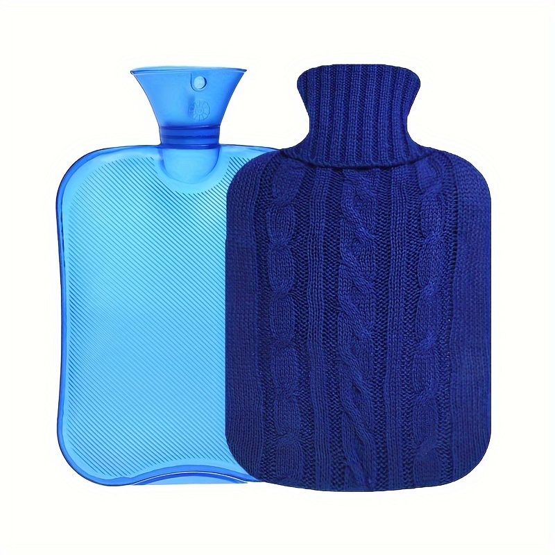 Samply Botella de agua caliente con cubierta de punto, bolsa de agua  caliente de 2 litros para compresión caliente y fría, calentador de manos y  pies