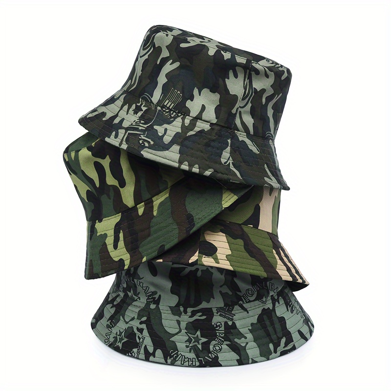 

Men's Camouflage Breathable Bucket Hat, Summer Short Brim Sun Hat, Outdoor Mountaineering Fishing Hat