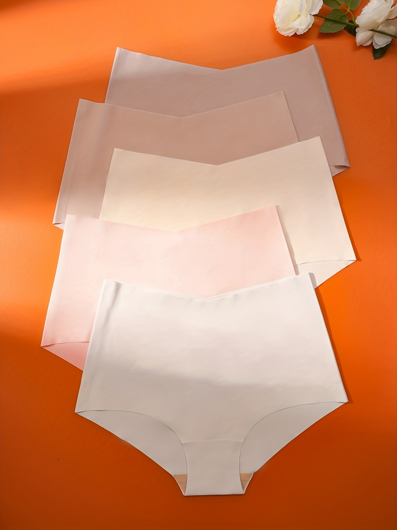5pcs Seamless Solid Briefs, Comfy & Soft High Waist Intimates Panties,  Women's Lingerie & Underwear