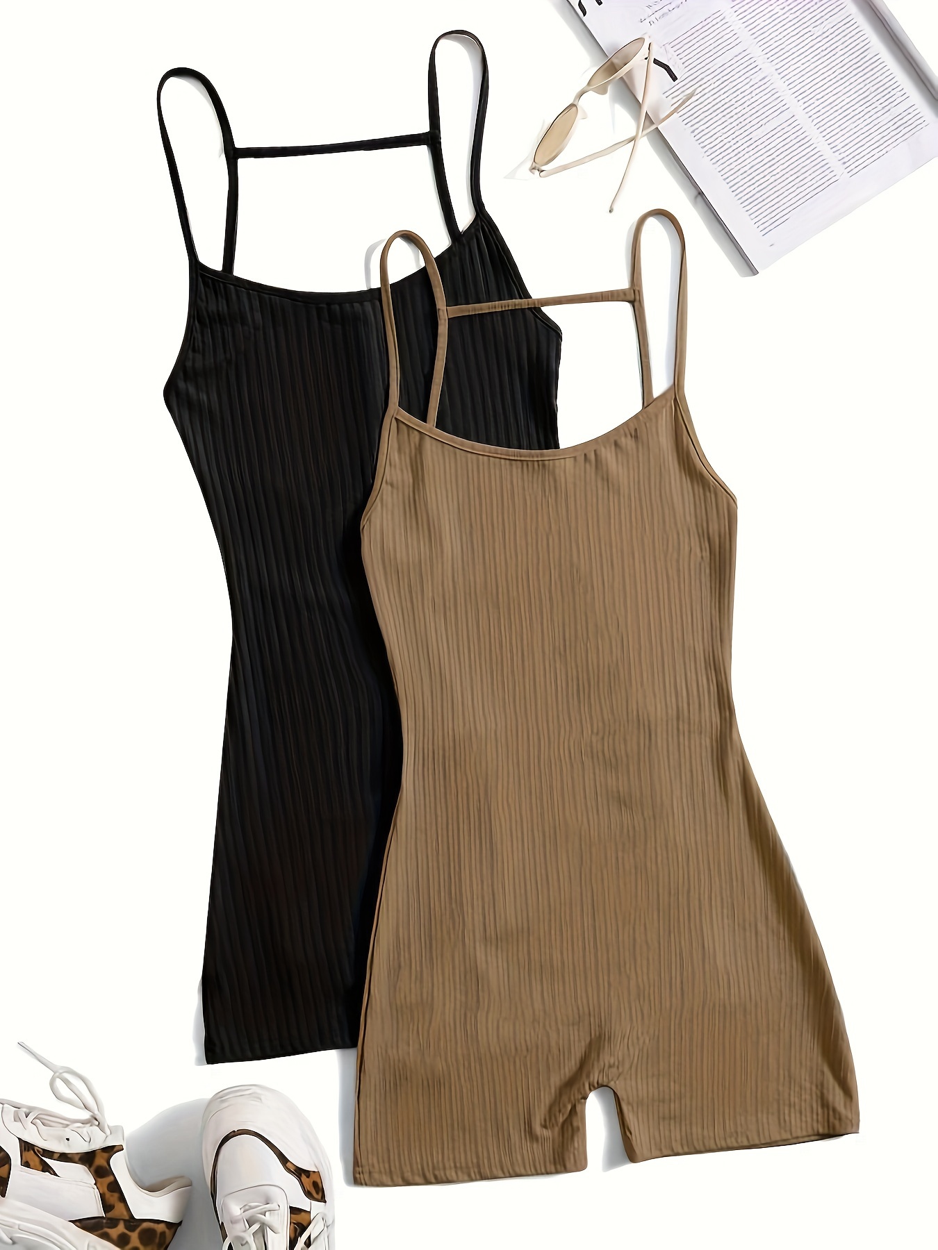 Women's Sleeveless Straps Backless Overalls Jumpsuit Casual Solid