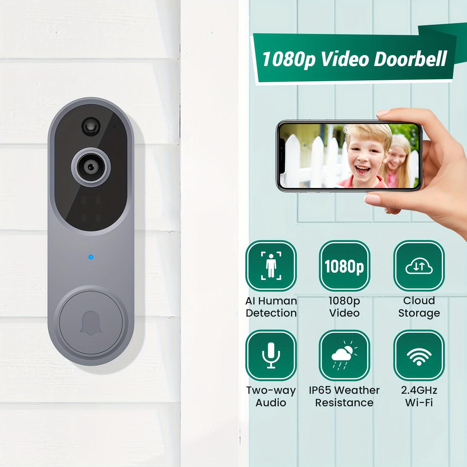 Doorsafe 4300 - sonnette caméra HD vidéo sans fil - sonnette sur batterie  amovible ou