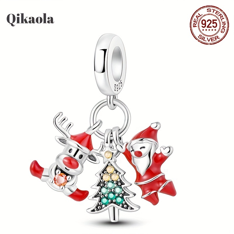 1pc Alloy Ancient Silver Christmas Tree Decoration Pendant Santa Key Chain  And Christmas Decoration Accessories