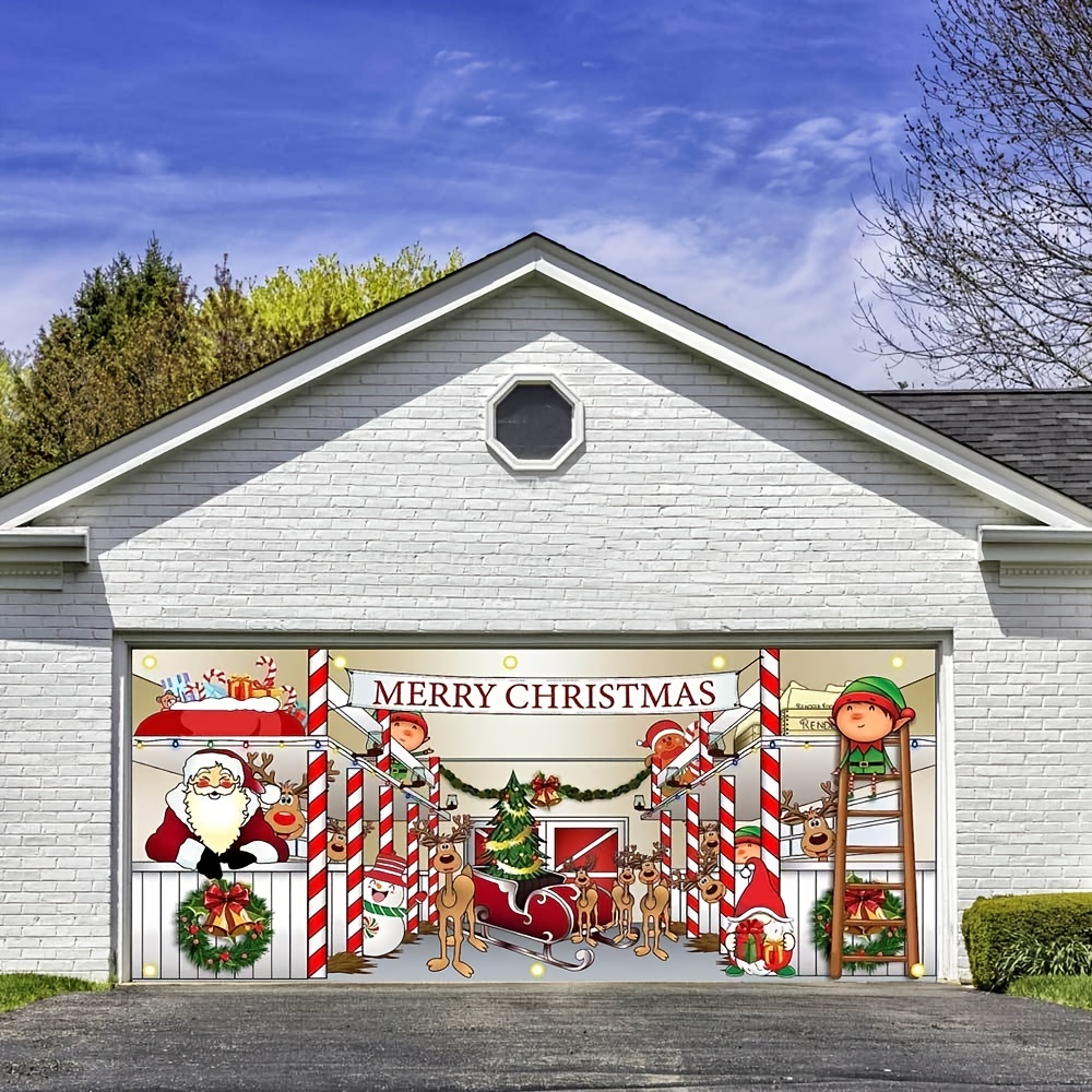 1pc Christmas Decorated Banner 6x13 Ft Christmas Holiday Garage ...