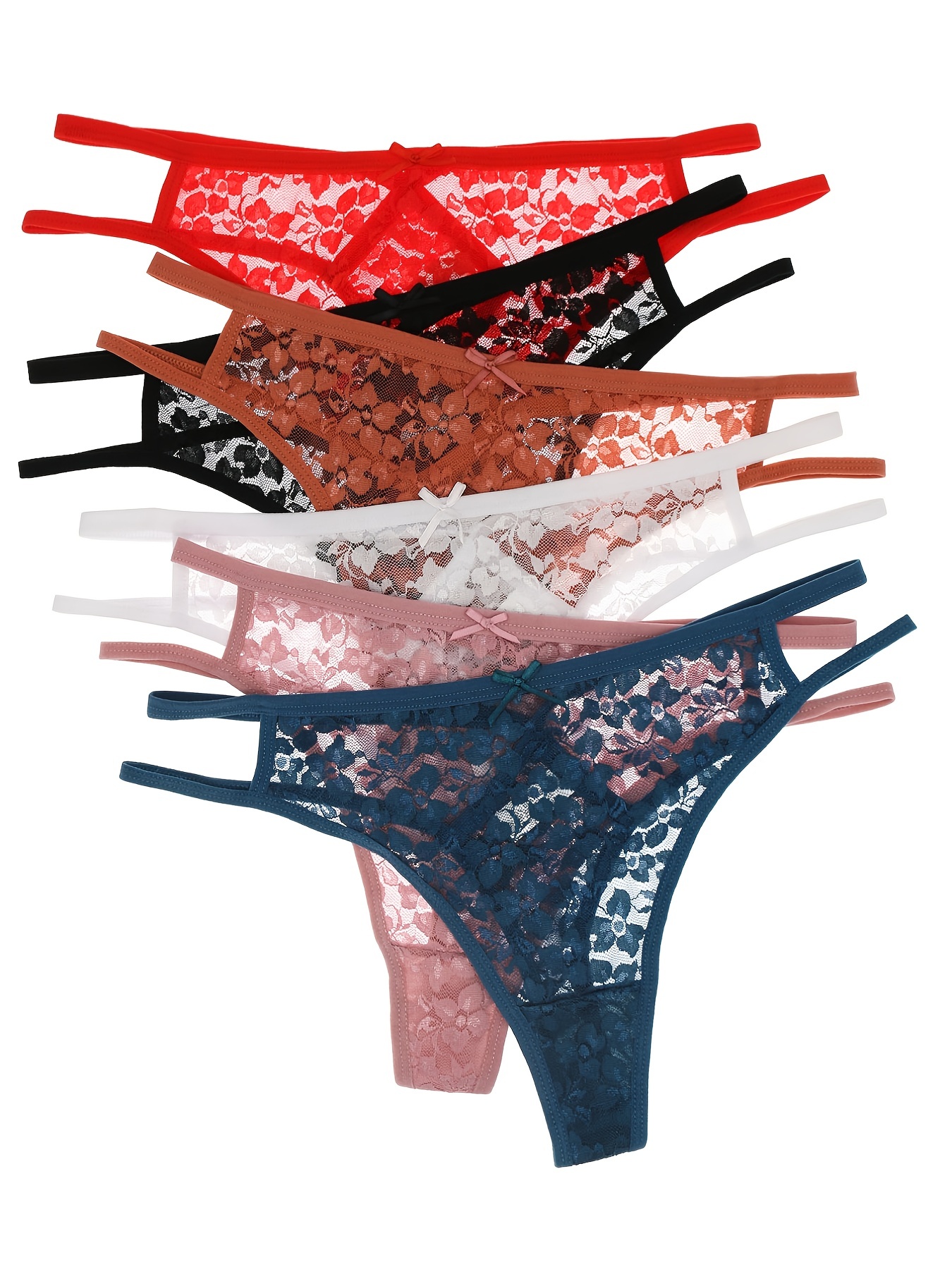 7 Bragas Bikini Hilo Colores Mixtos Mujer Tanga Acanalada - Temu