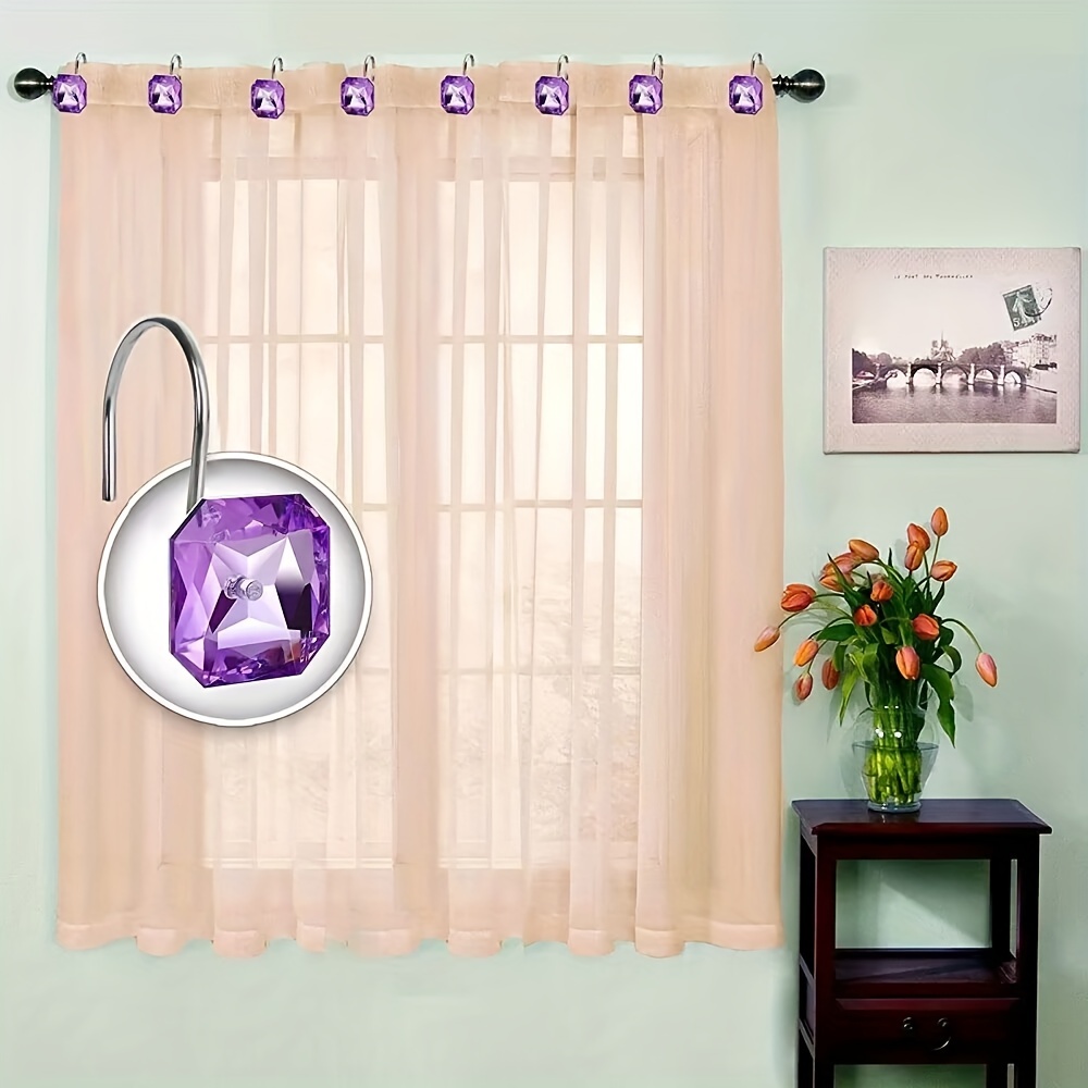 Shower Curtain Hooks Purple Acrylic Rhinestone Decorative - Temu