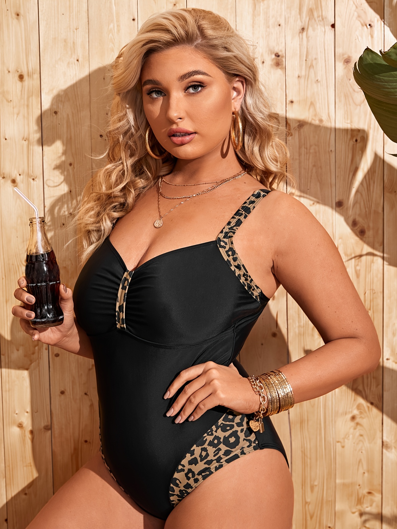 plus size swimwear leopard