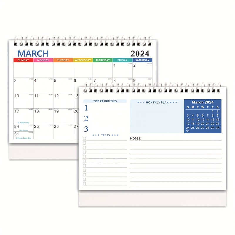 Calendario da tavolo 2024 con pianificazione mensile, lista delle cose da  fare e vacanze evidenziate, stabile mini calendario da scrivania in carta  premium, 175 mm x 125 mm, francese : : Cancelleria