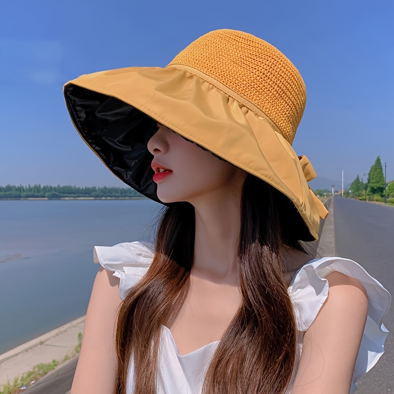 Wide Brim Sun Visor Foldable Picnic Hat Beach UV Protection Scallop for Outdoor, Women's Hat & Caps,Temu