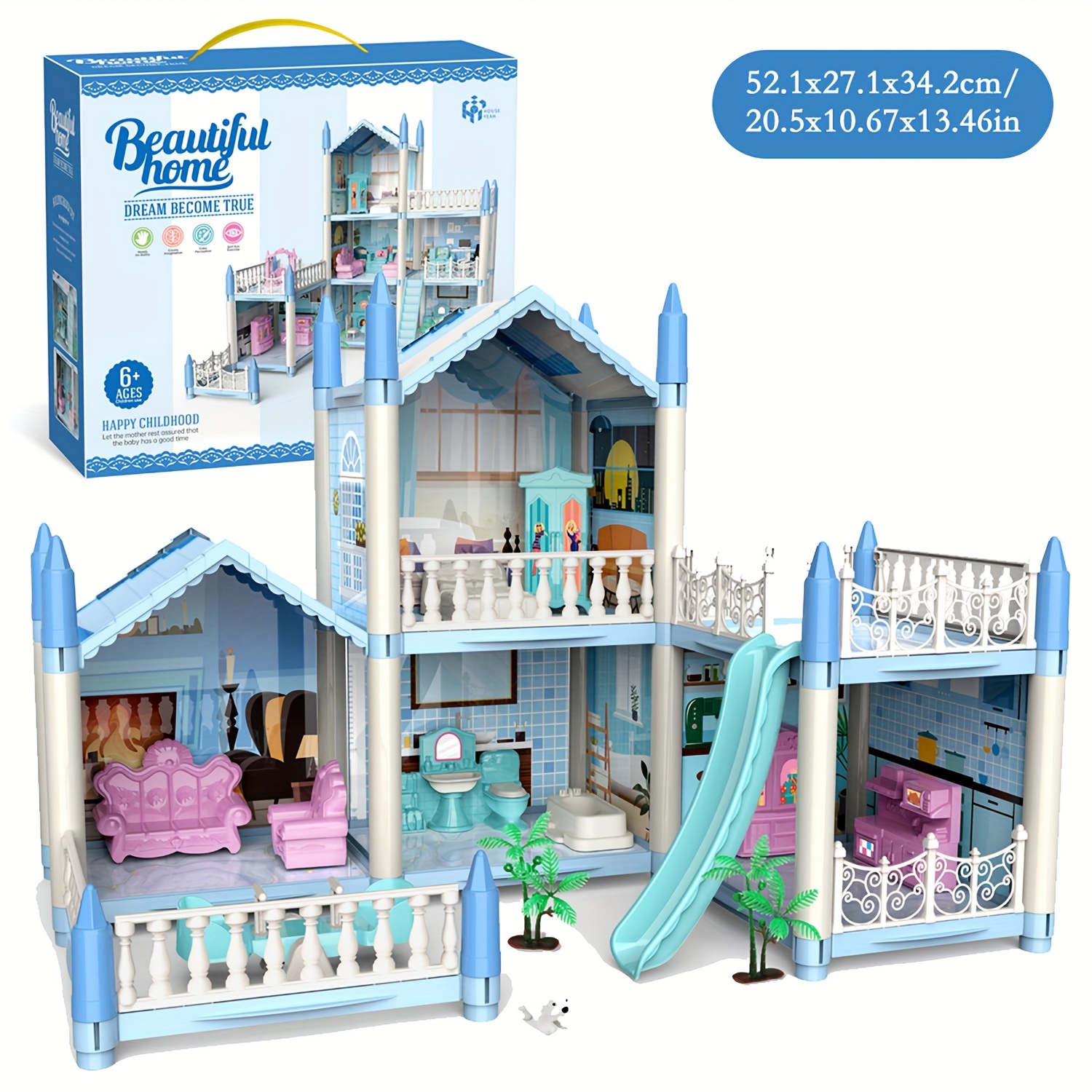 QINXIN Barbie Doll Set Doll House Girl Villa Princess Castle Set Children  Play House Simulation Assembled Toys Gifts For Birthday