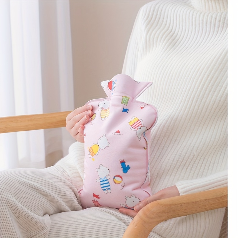 1000ml Hot Water Bottle Injection Type Explosion-proof Plush Warm Handbag  For Kids, Warm Belly And Bedding For Girls, Winter