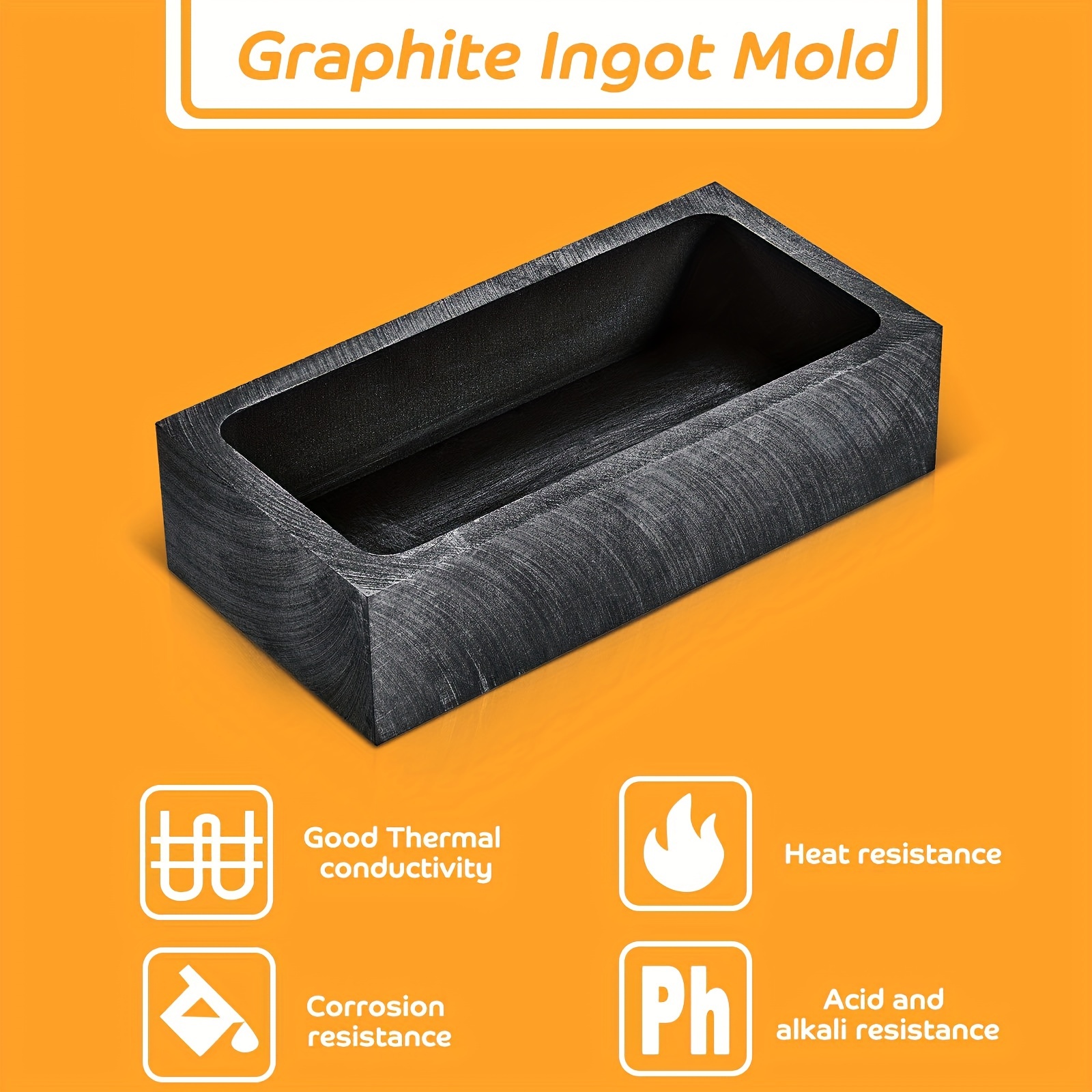 Melting Furnace Mold Graphite Ingot Mold Furnace Casting Mold Metal Melting Tool, Black