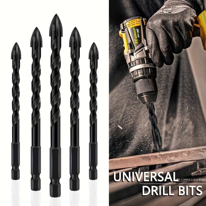 5-12mm Multi Functional Triangle Bit Twist Shank Black Drill Bits