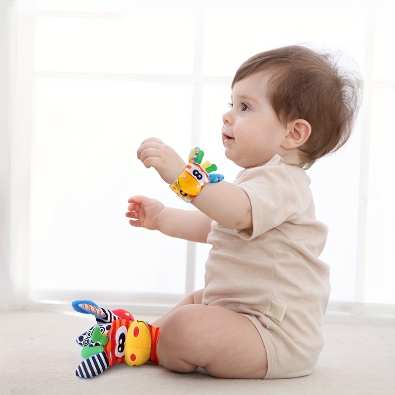 Sonajeros de muñeca para bebé, buscador de pies, calcetines de sonajero,  pulseras para bebés, niñas, niños, juguete de aprendizaje, juguetes para
