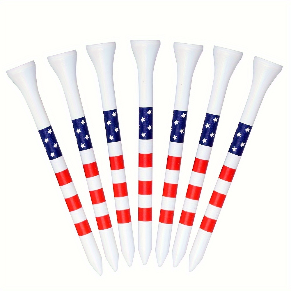 

50pcs American Flag Style Durable Bamboo Golf Tees, 83mm/ 70mm Length, Golf Accessories