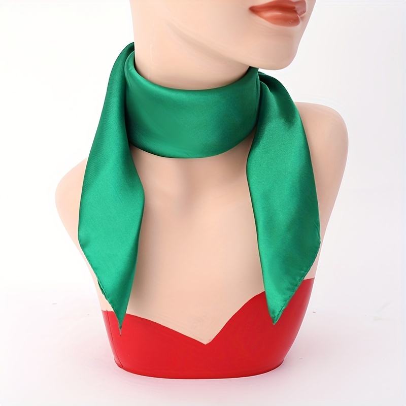 Solid Satin Square Scarf Classic Silk Neckerchief Casual Bandana