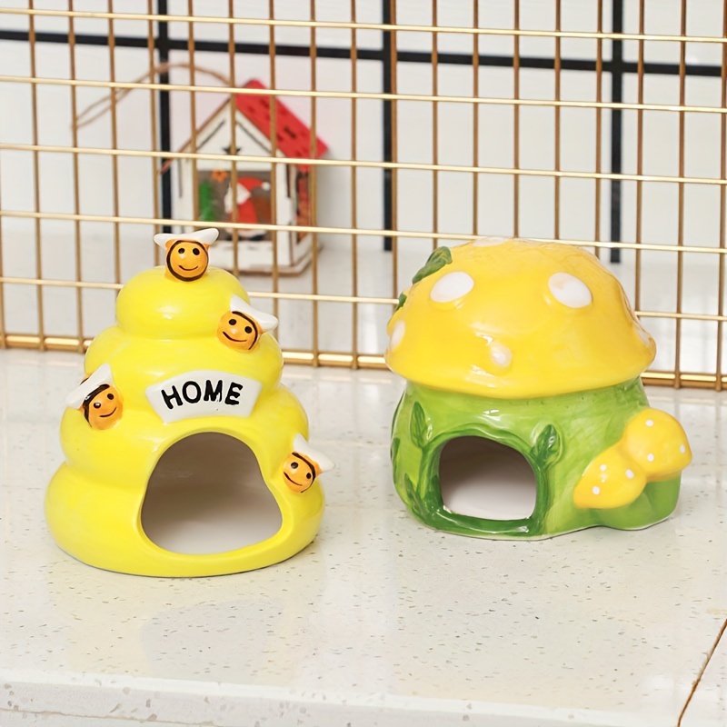Small Pet Ceramic Nest Hamster Bed Bee Shaped Hut Suitable - Temu