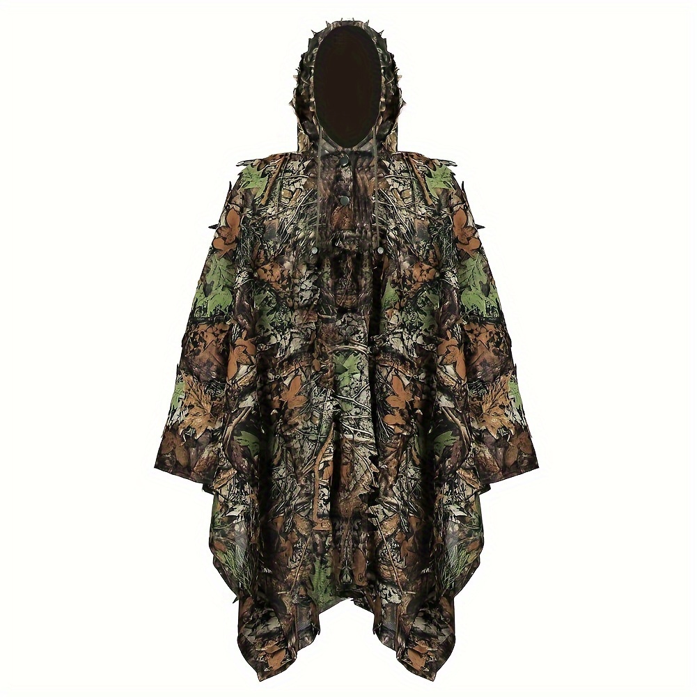

Ghillie Suit, 3d Leafy Poncho, Woodland Camo Hooded Jacket, Lightweight Camouflage Clothing Gilly Suit For Bird Watching, Or Halloween Costume