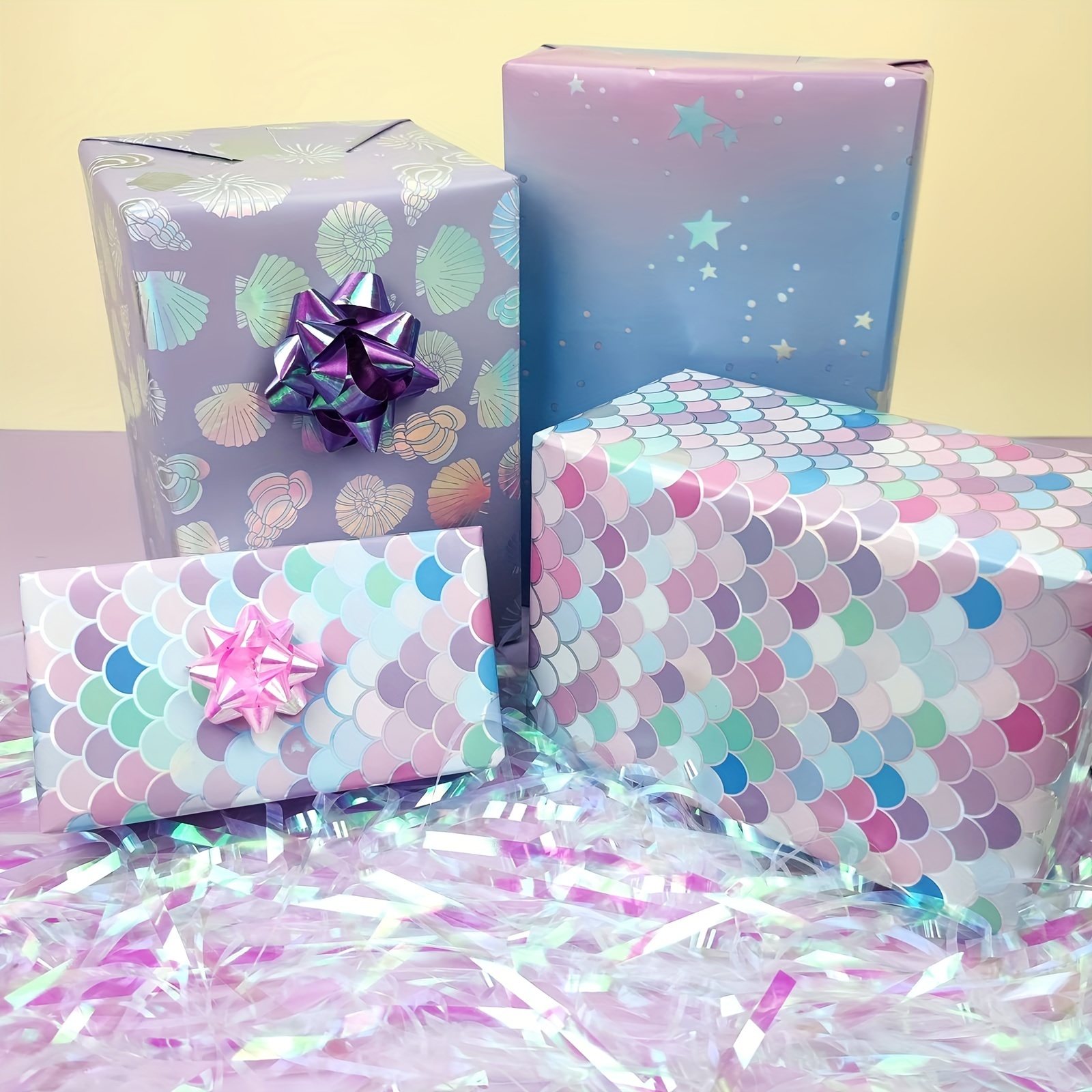 Wrapping Paper Roll Per Roll Purple Mermaid Scales Glitter - Temu